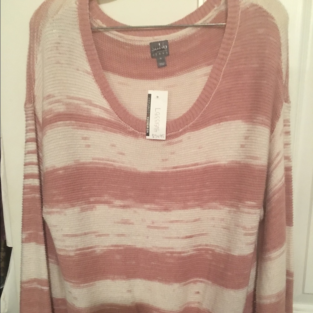 SWEATER N.Y.& CO PINK WHITE XL COTTON BLEND WOMENS